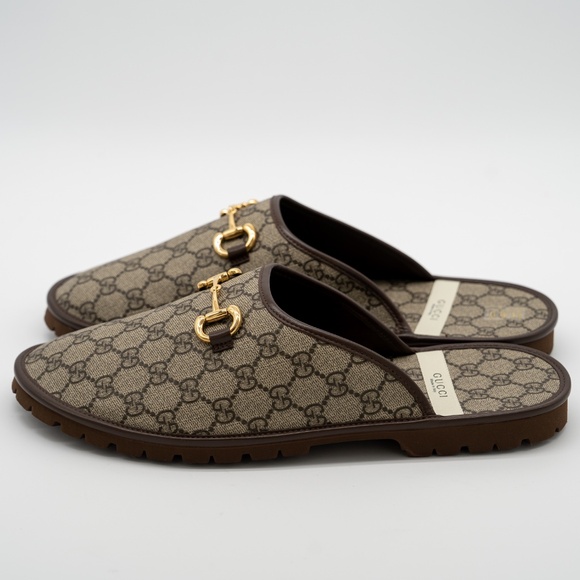size 13G 13.5 US Gucci Horsebit GG Mule Slippers Canvas Beige Brown main image 8